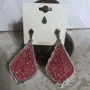 NWT Pink druzy sparkly earrings
